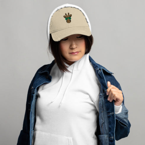 Giraffe Embroidered Distressed Baseball Hat-Unisex